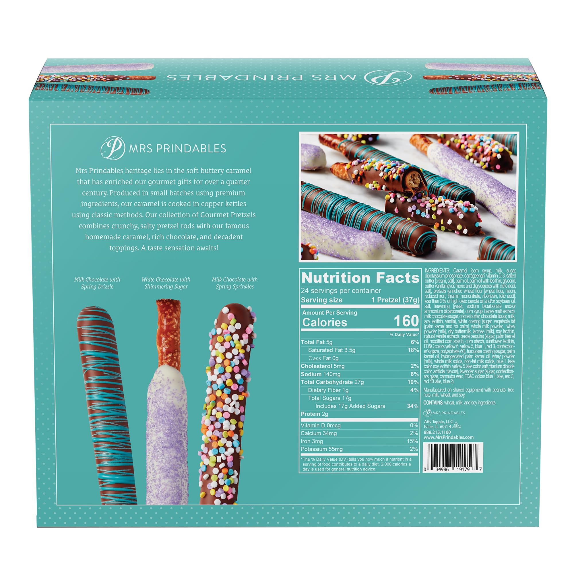 Mrs Prindables milk chocolate spring drizzle pretzel rods deliver salty-sweet indulgence for celebrations