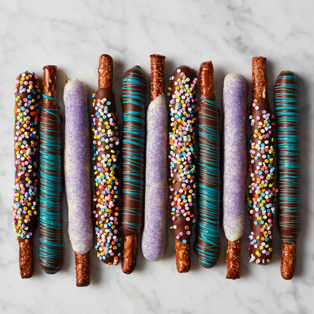Mrs Prindables white chocolate spring sugar pretzel rods brighten gifting moments