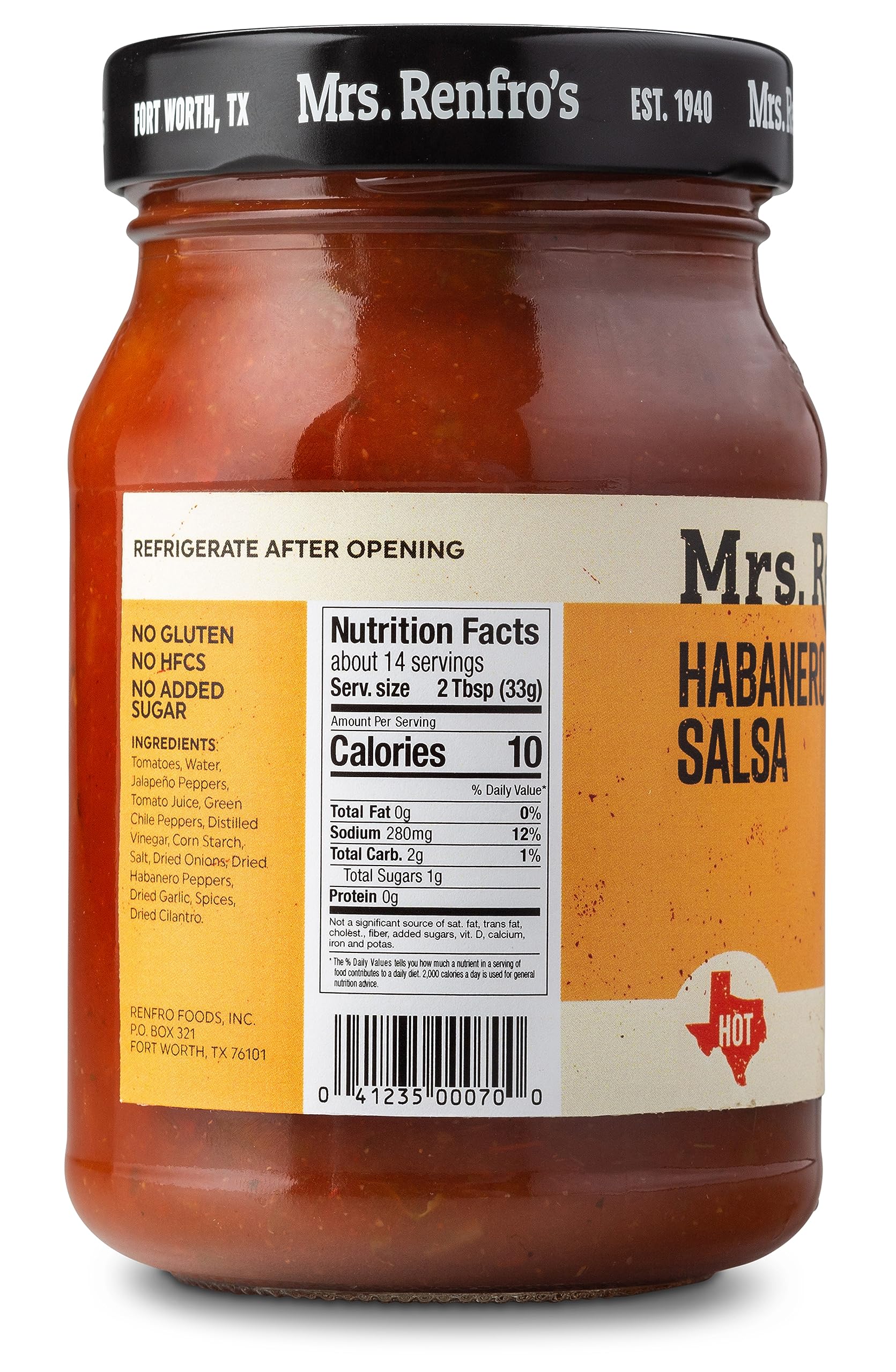 Close-up of the jar label highlights gluten-free and no added sugar benefits.