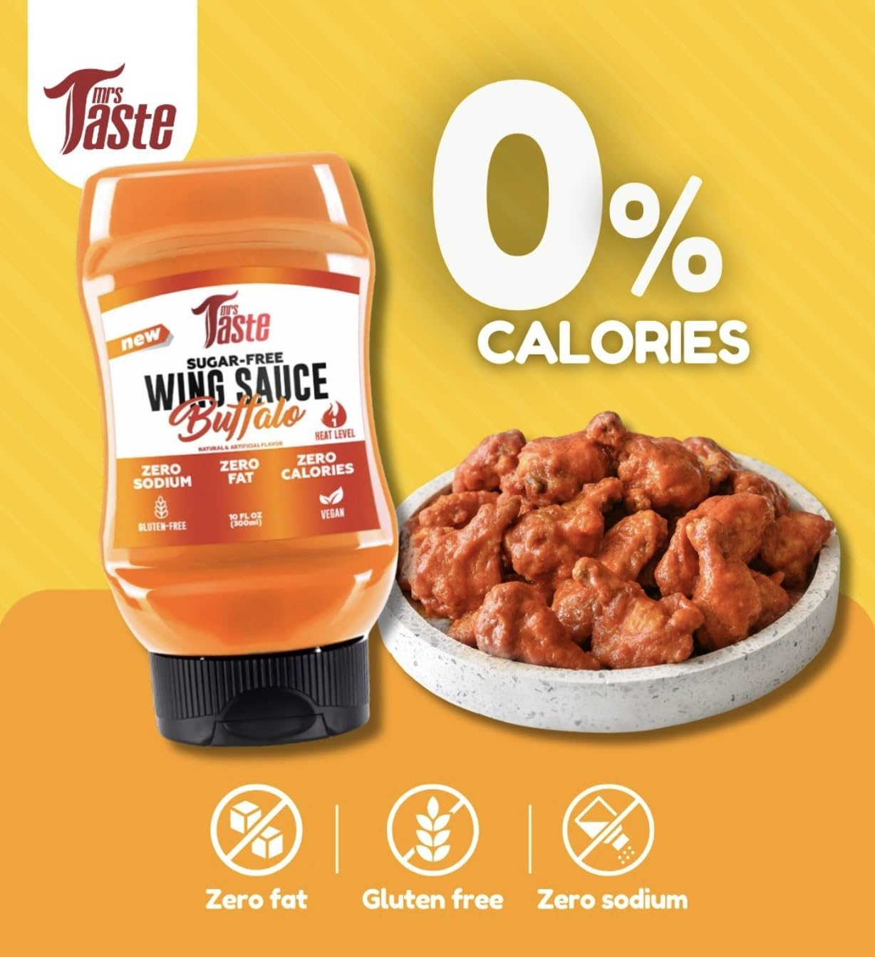 Mrs Taste Sugar Free Buffalo Sauce ingredients show no added sugar and high fiber.