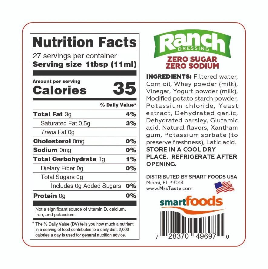 Pouring Mrs Taste Sugar Free Ranch for a tangy meal enhancement