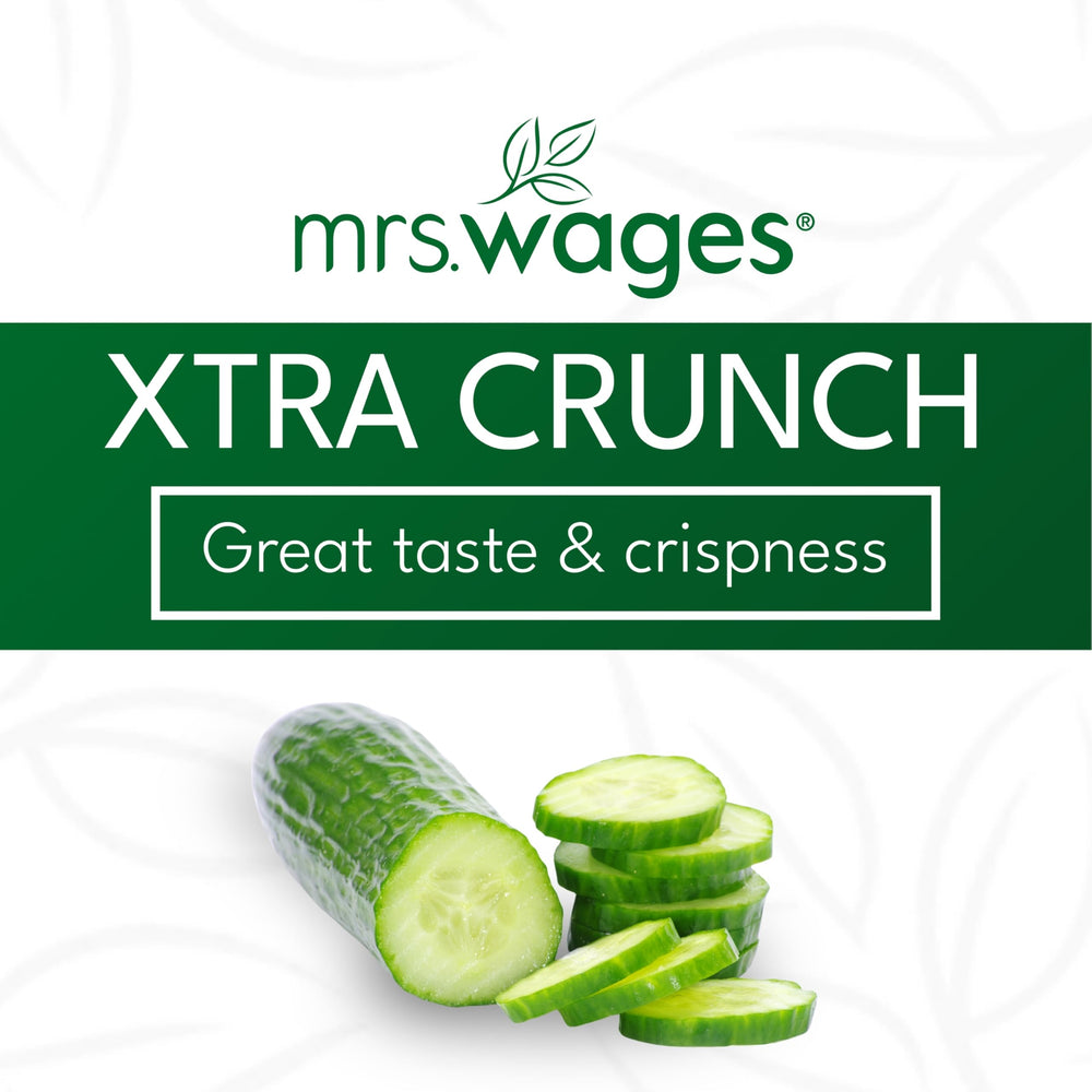 Mrs. Wages Xtra Crunch jar-closeup emphasizes crunch and rich flavor.