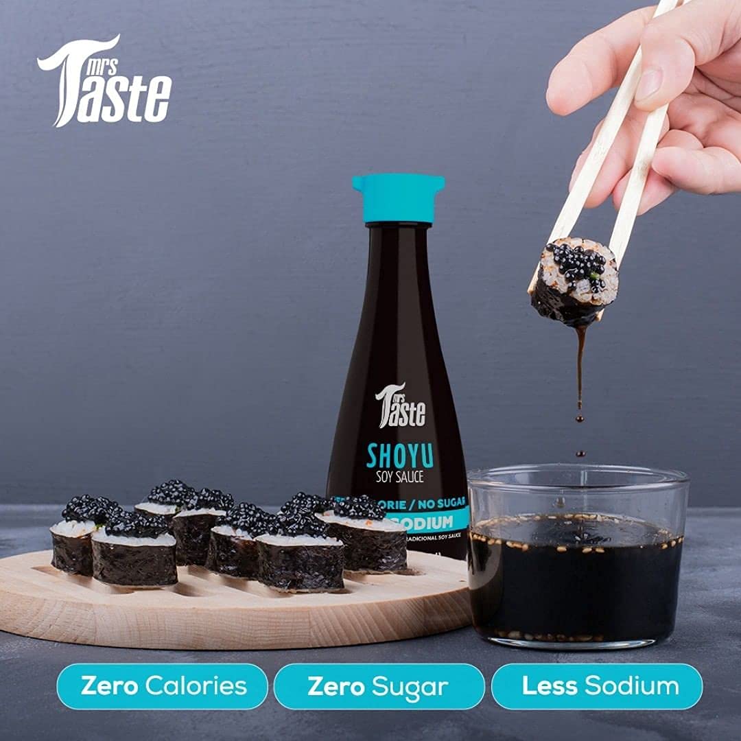 Mrs Taste Zero Sugar Shoyu Sauce bottle without sugar.