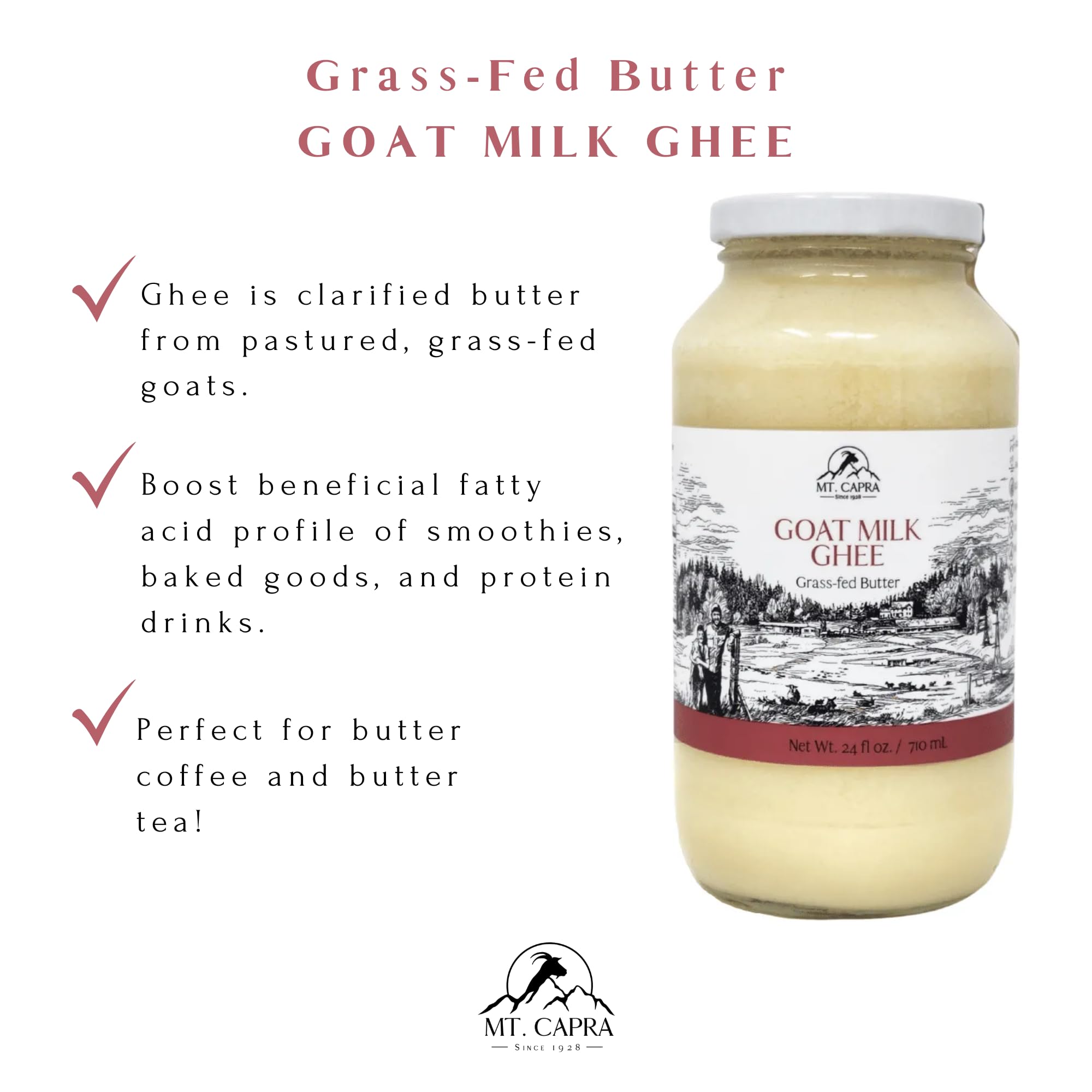 Mt. Capra Goat Milk Ghee poured into coffee for creamy texture.