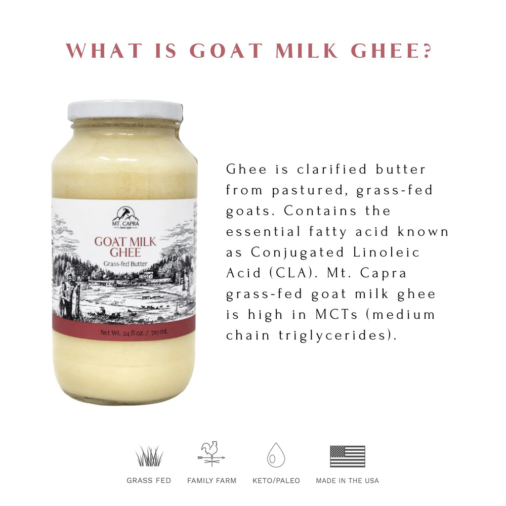 Mt. Capra Goat Milk Ghee used for sautéing with a high smoke point.