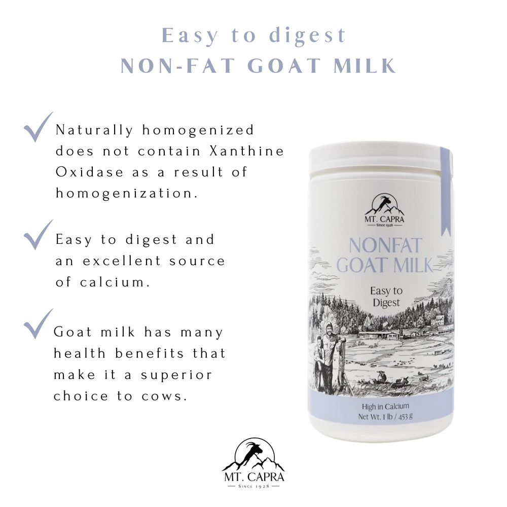 Mt Capra Goat Milk Powder dissolving in water to form a smooth milk substitute.