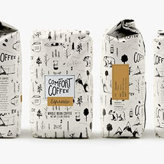 Mt. Comfort Coffee Espresso Roast ground coffee ready for rich espresso shots.