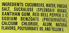 Mt. Olive no added sugar sweet relish jar closeup label highlighting ingredients.