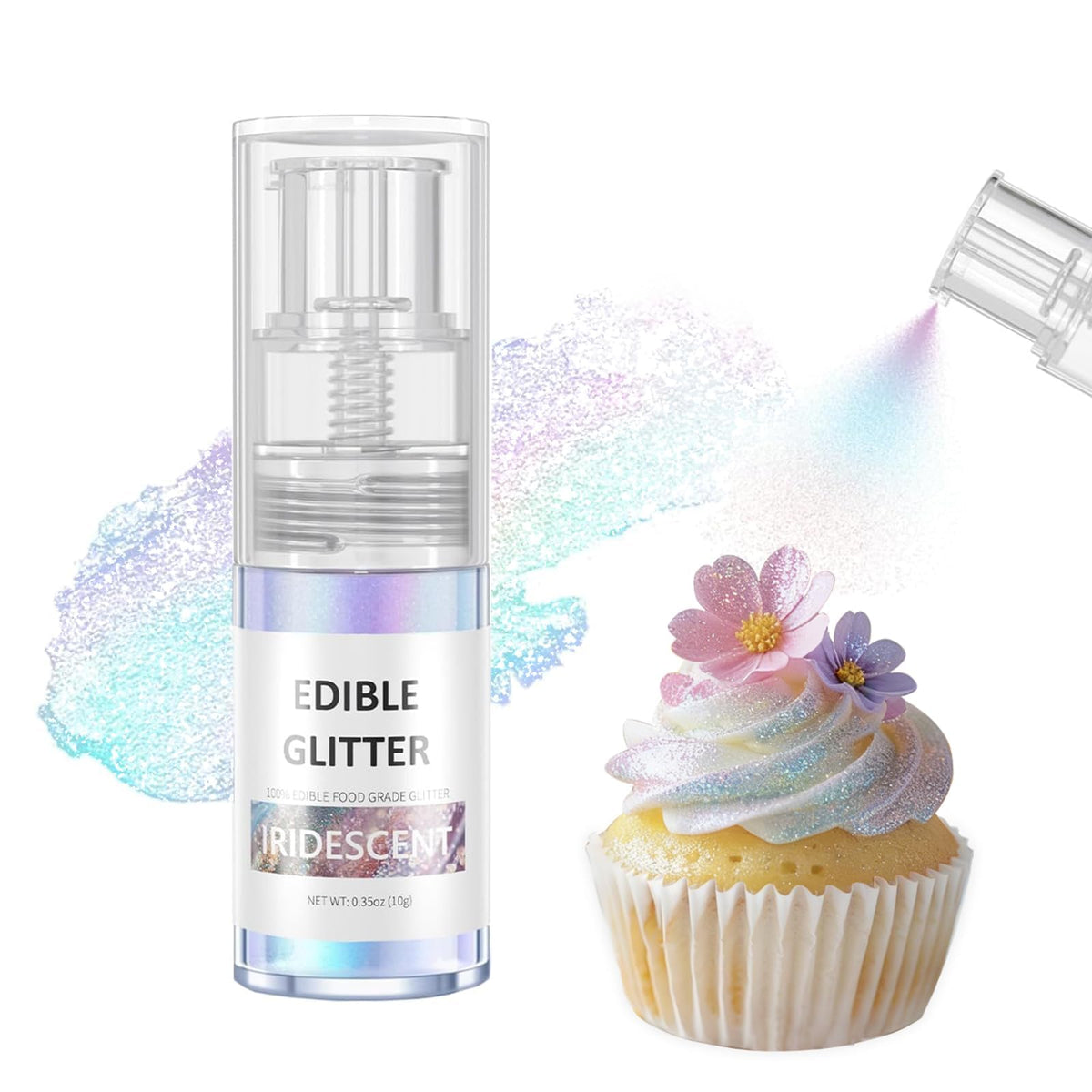 Mtcolors 10g iridescent edible glitter spray bottle ready to shine drinks
