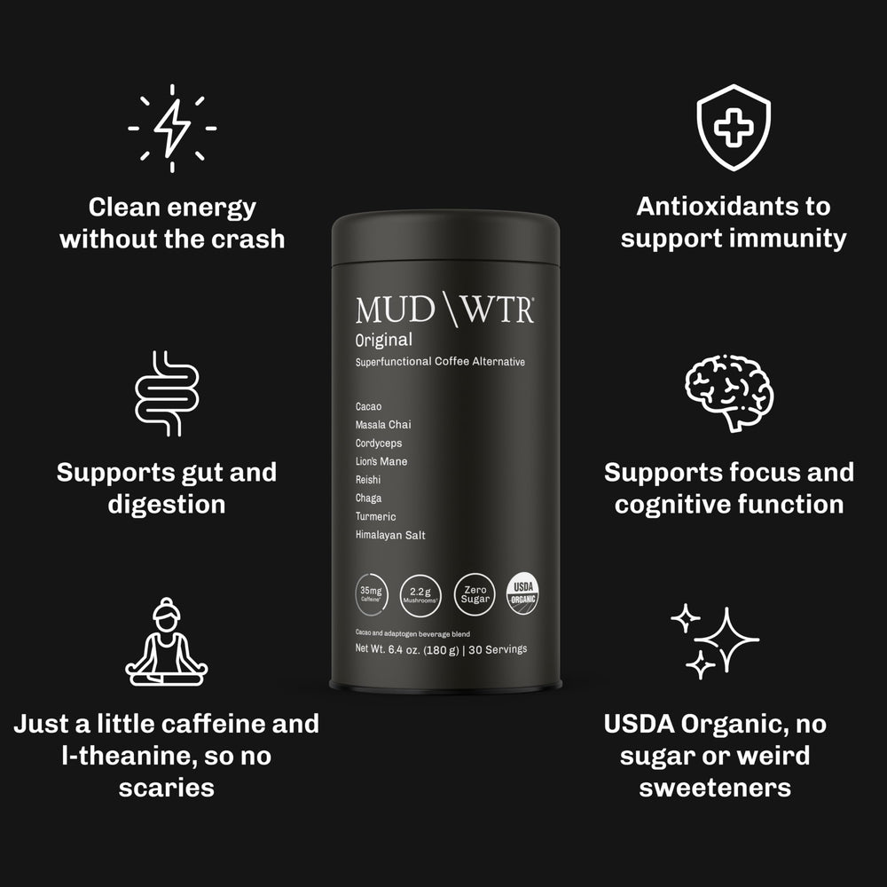 MUDWTR Original powder mixing in mug hints at a chai-inspired experience
