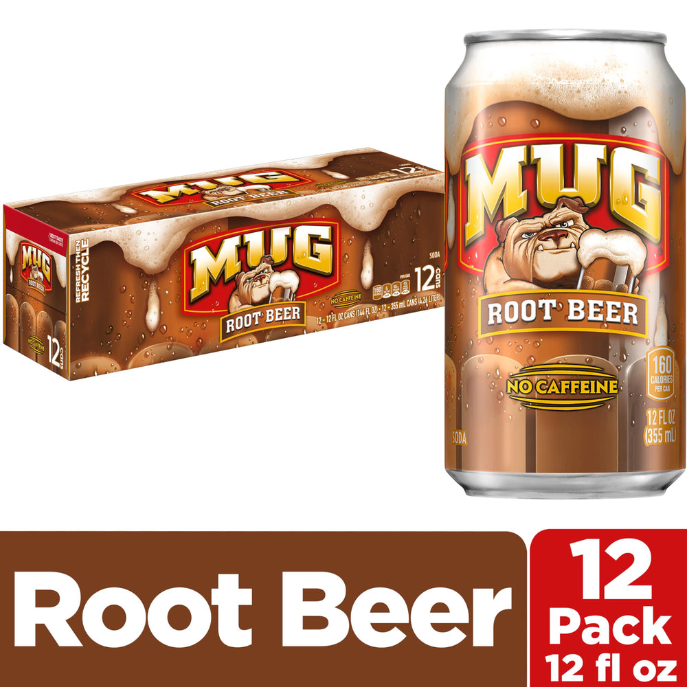 Mug Root Beer can on ice ready for a cold pour