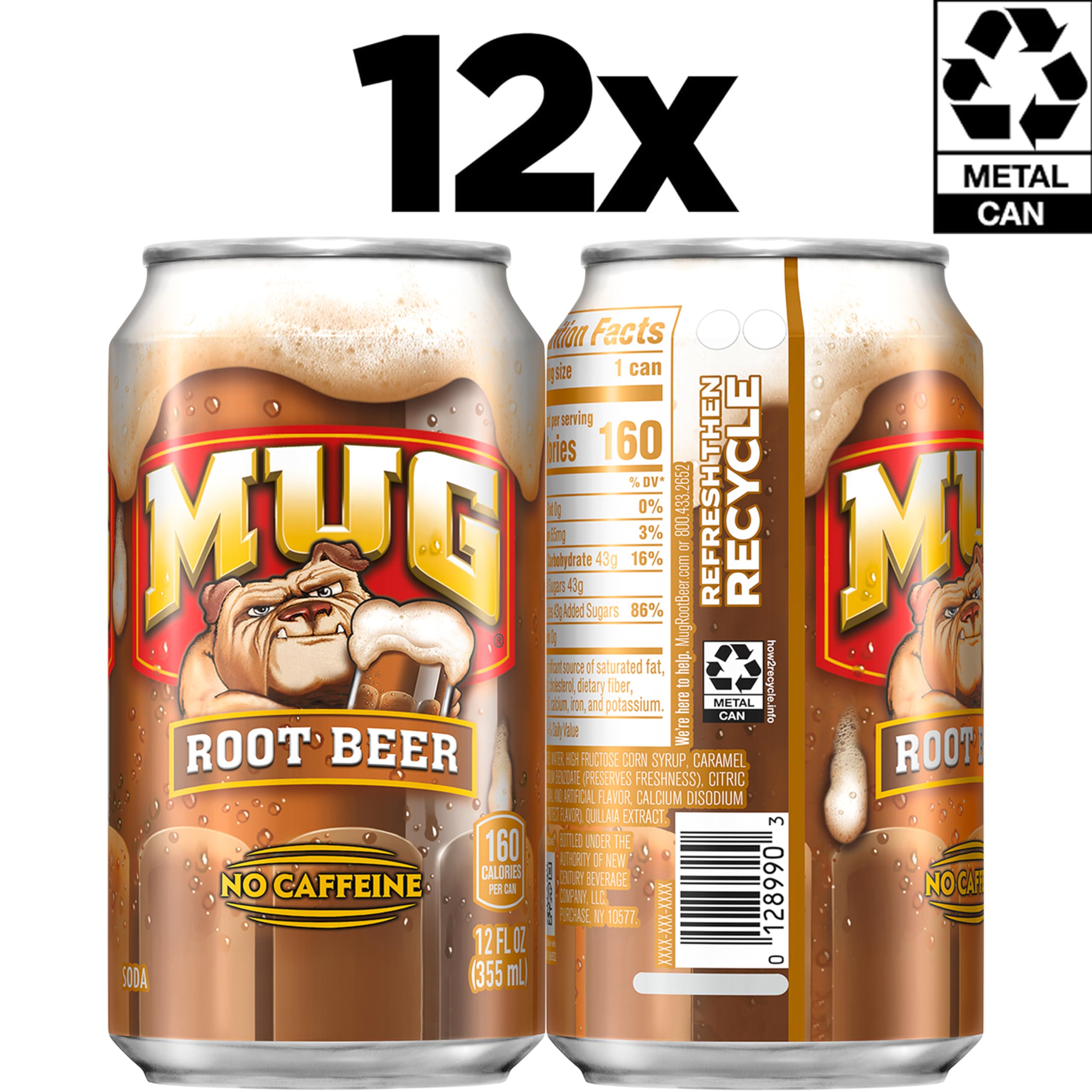 Mug Root Beer label indicating caffeine-free status