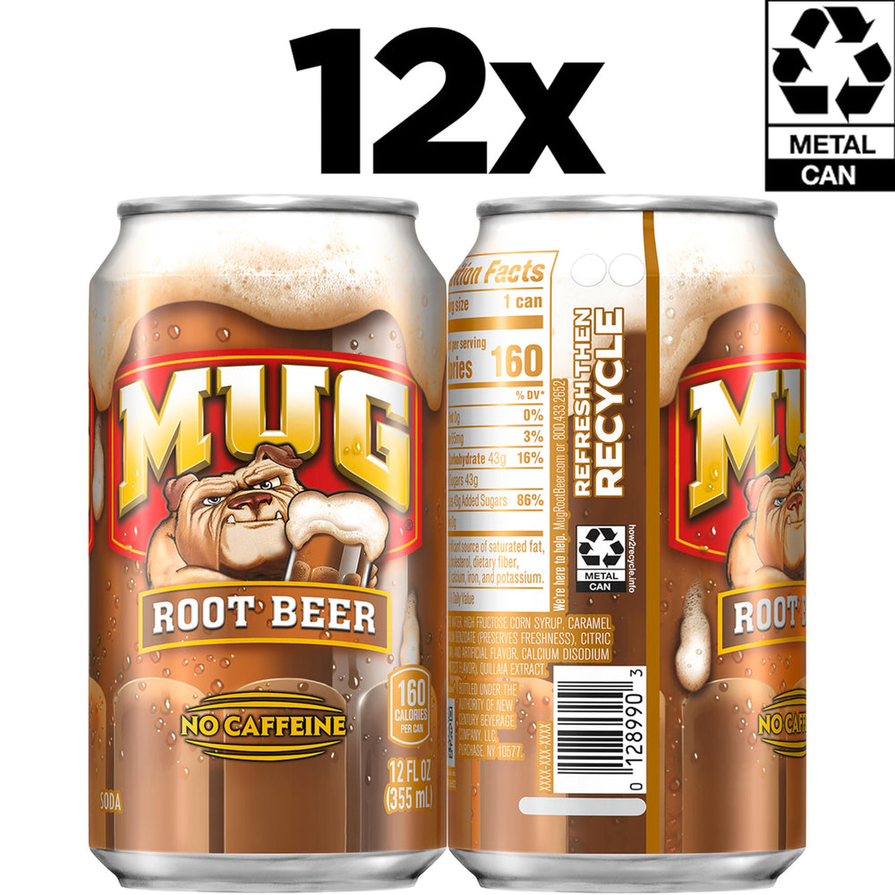 Mug Root Beer label indicating caffeine-free status