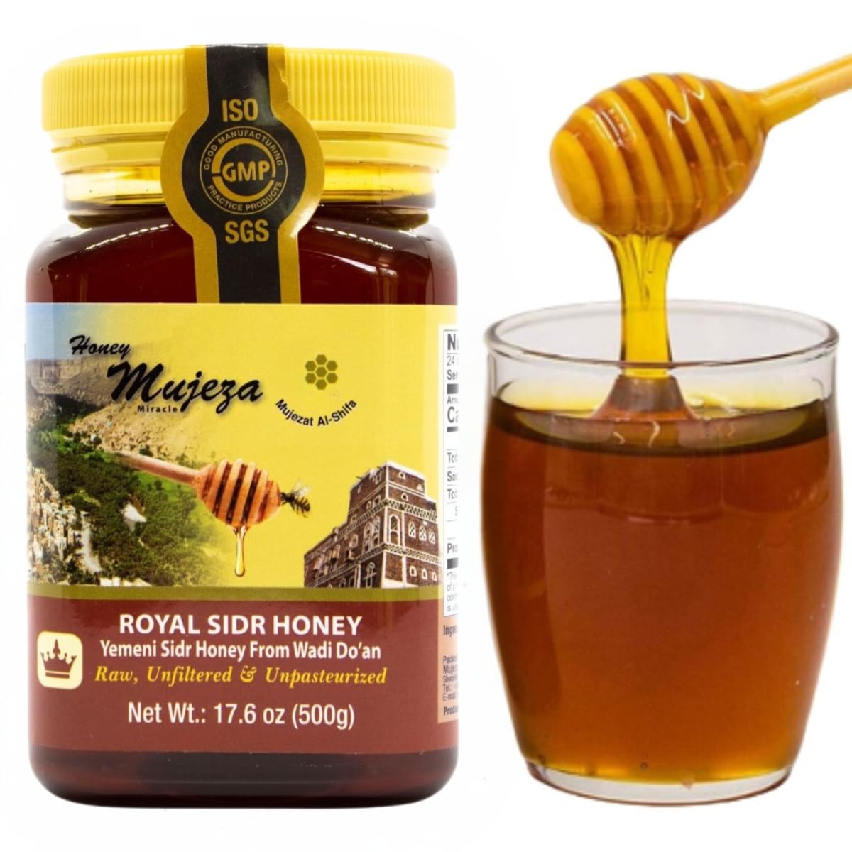 Mujeza Al Shifa authentic Yemeni Sidr honey bottle shows pure, aromatic sweetness for daily enjoyment.