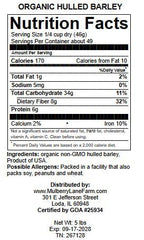 Mulberry Lane Farms hulled barley close-up grain detail, vibrant and versatile for pantry staples