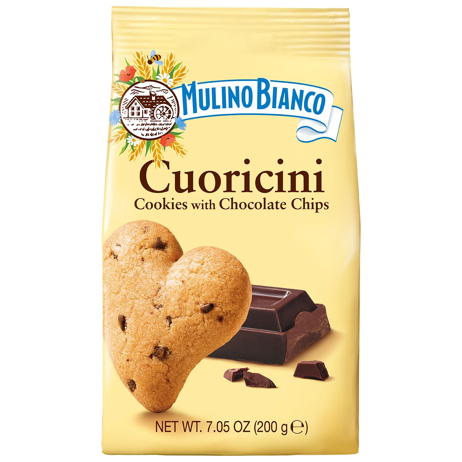Buttery texture and crisp edges of Mulino Bianco Cuoricini for dunking.