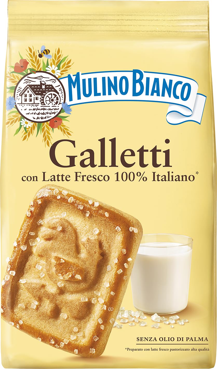 Mulino Bianco Galletti pack shot showing authentic Italian breakfast biscuits