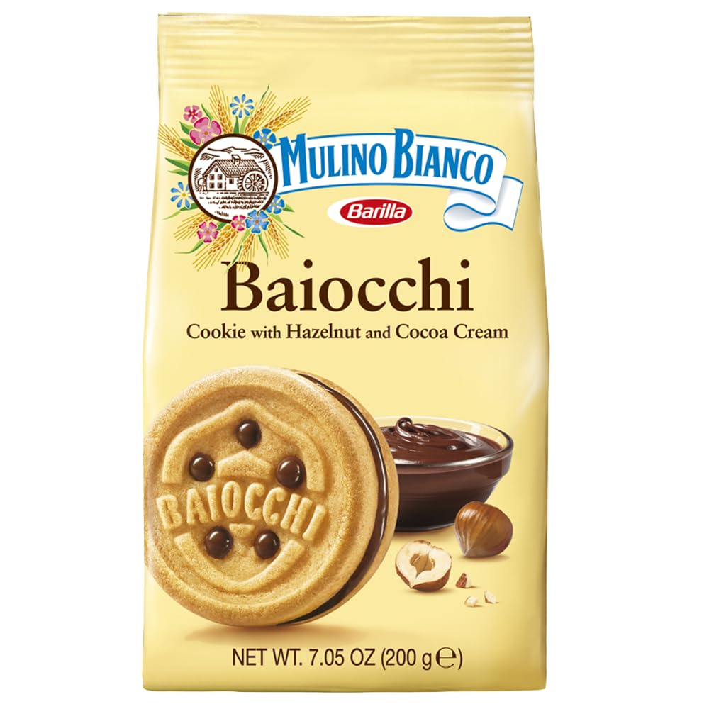Mulino Bianco Hazelnut Cream Cookies pack front view, convenient coffee-time treat