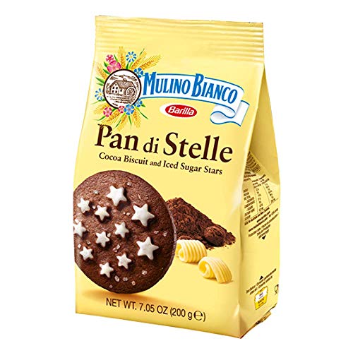 Mulino Bianco Pan di Stelle pack back view, stackable for easy shopping.