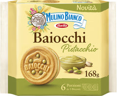 Mulino Bianco Pistachio Baiocchi pack front for on-the-go enjoyment.