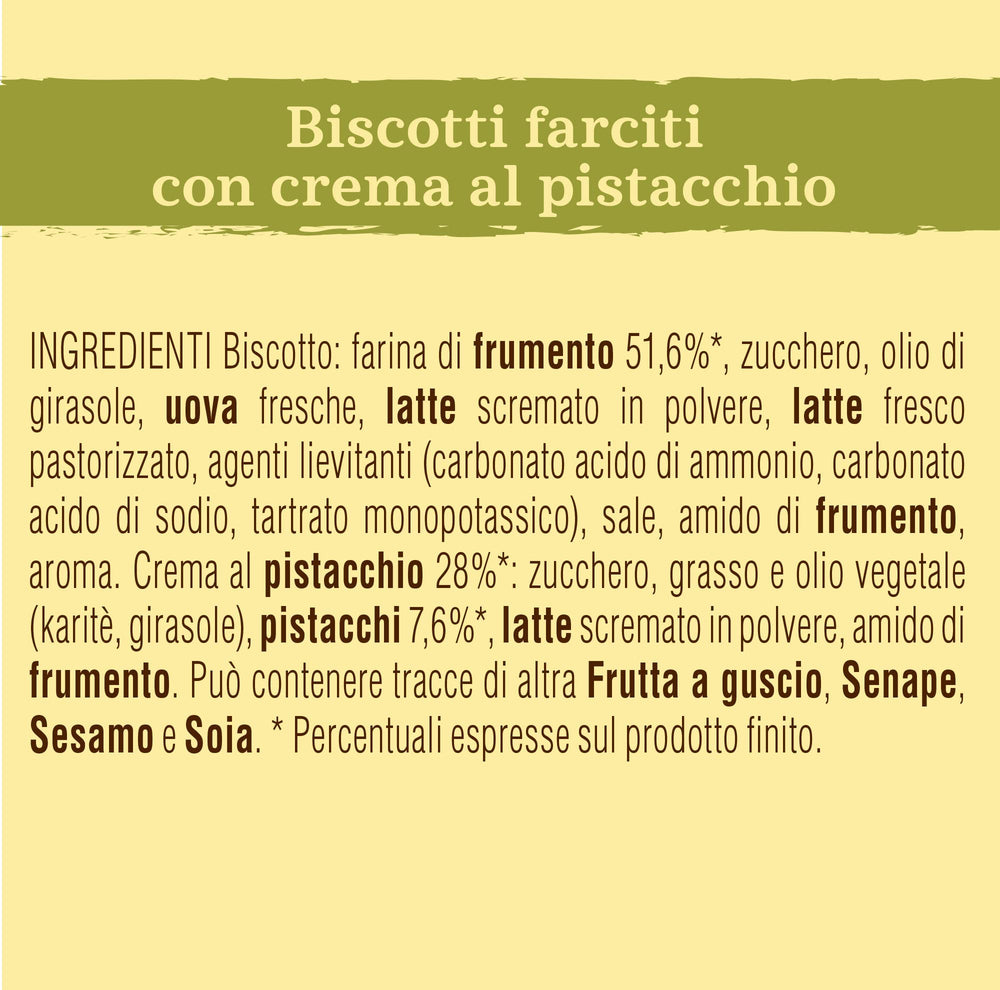 Cream-filled Pistachio Baiocchi biscuit highlighting pistachio center.