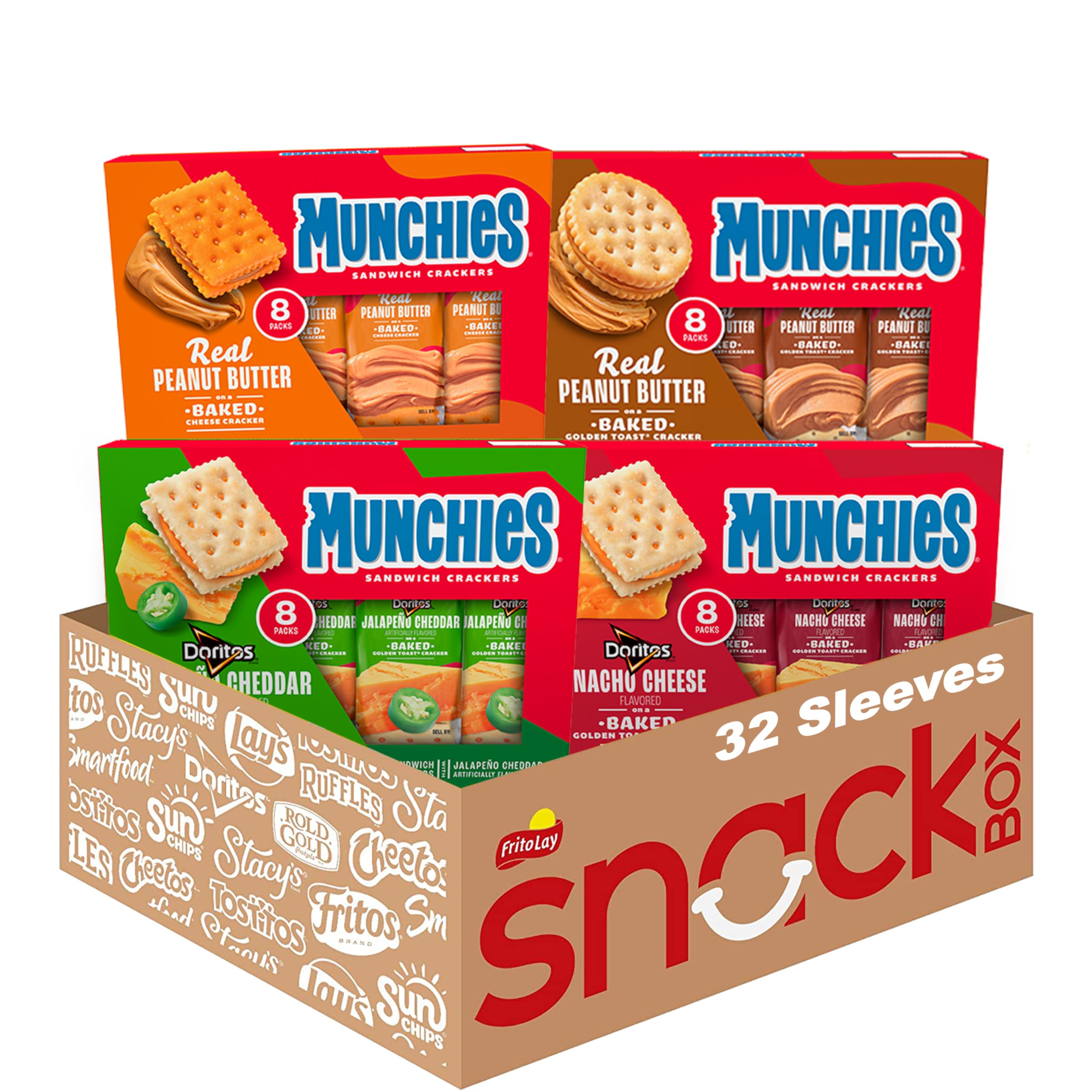 Munchies baked sandwich crackers variety pack: Doritos Nacho Cheese sleeve for quick on-the-go snacking