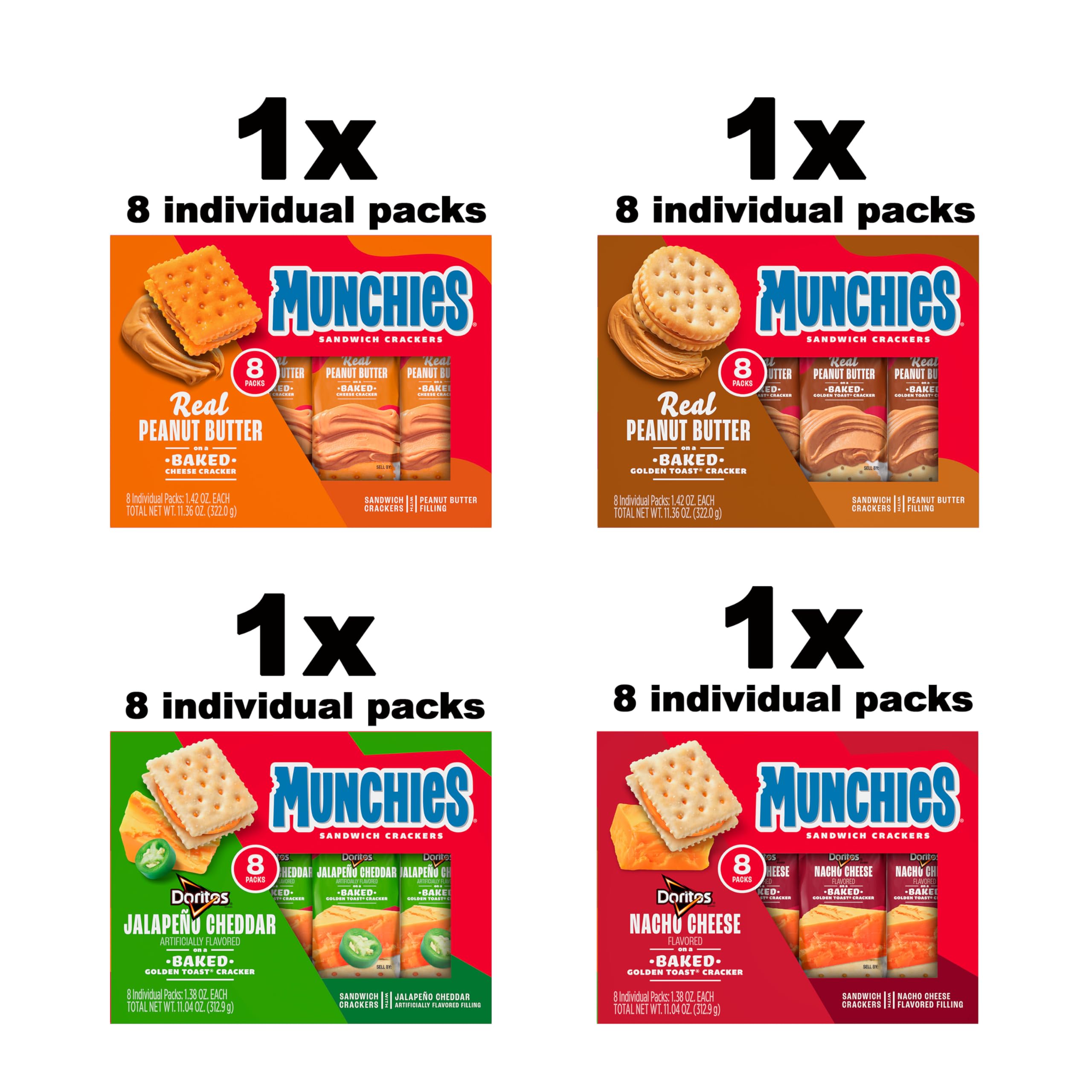 Munchies baked sandwich crackers variety pack: Toast Peanut Butter sleeve ideal for pocket-sized energy boosts