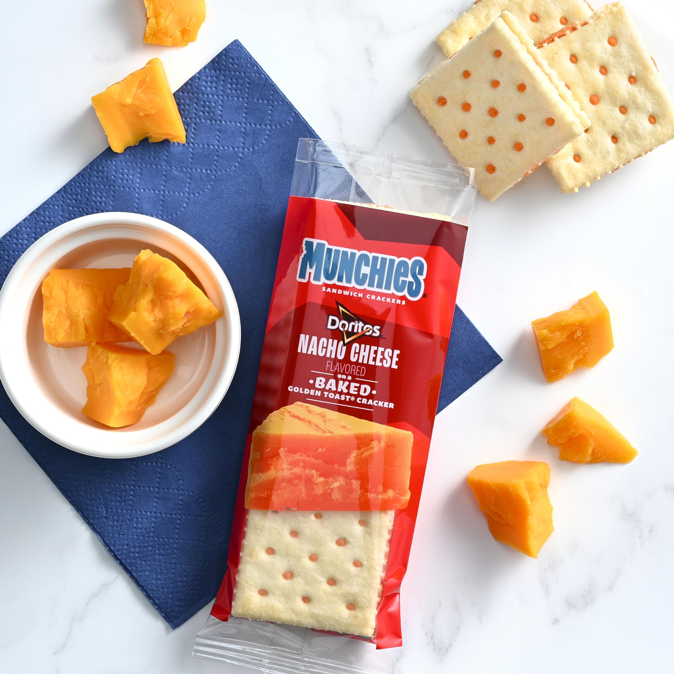Close-up of baked cracker texture from Munchies product