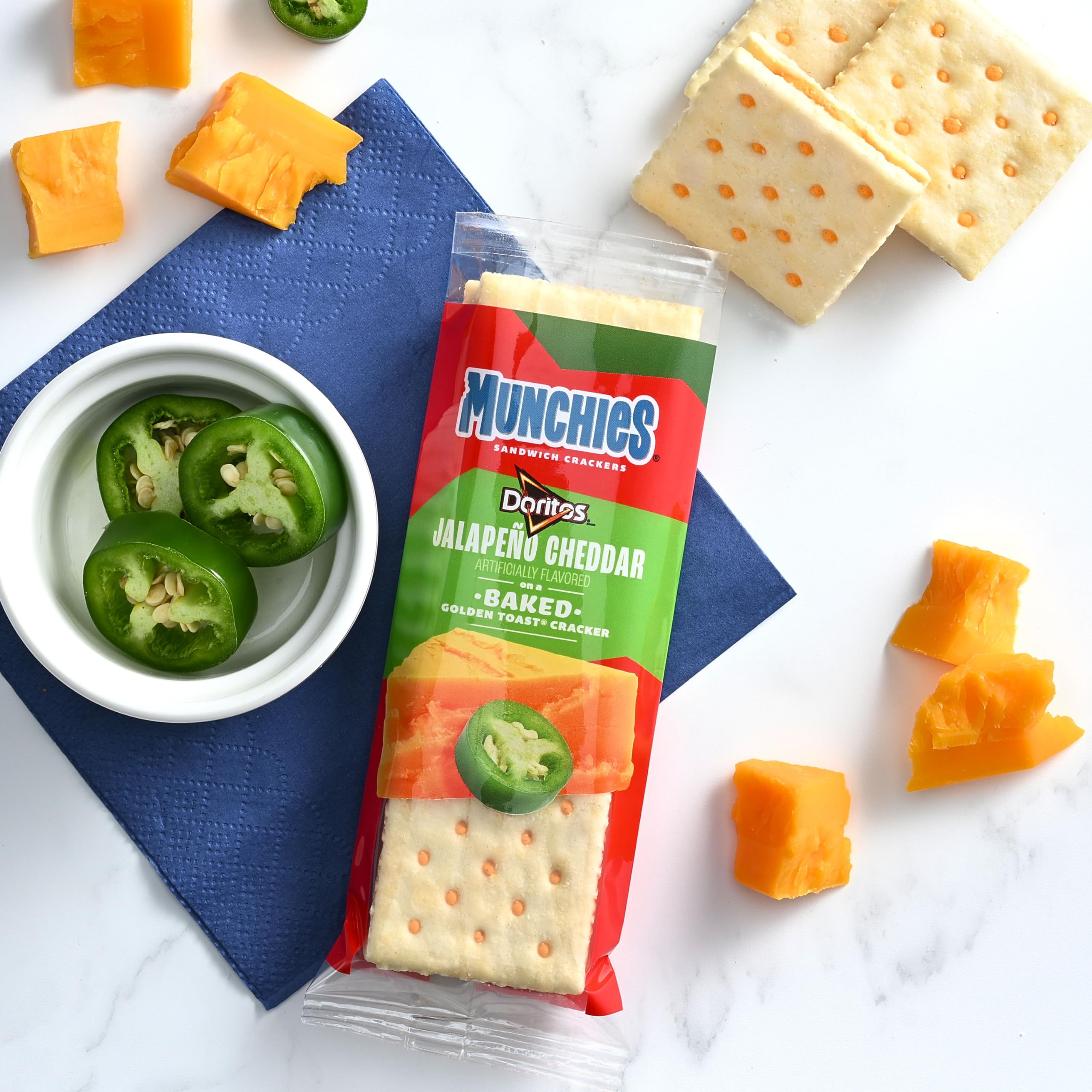 Close-up of Munchies on-the-go snack pack sleeve for travel