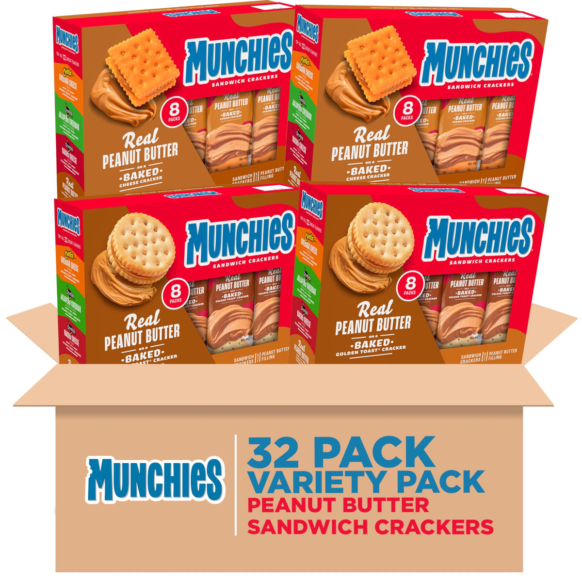 MUNCHIES Sandwich Crackers assorted pack front view, ideal for on-the-go snacking