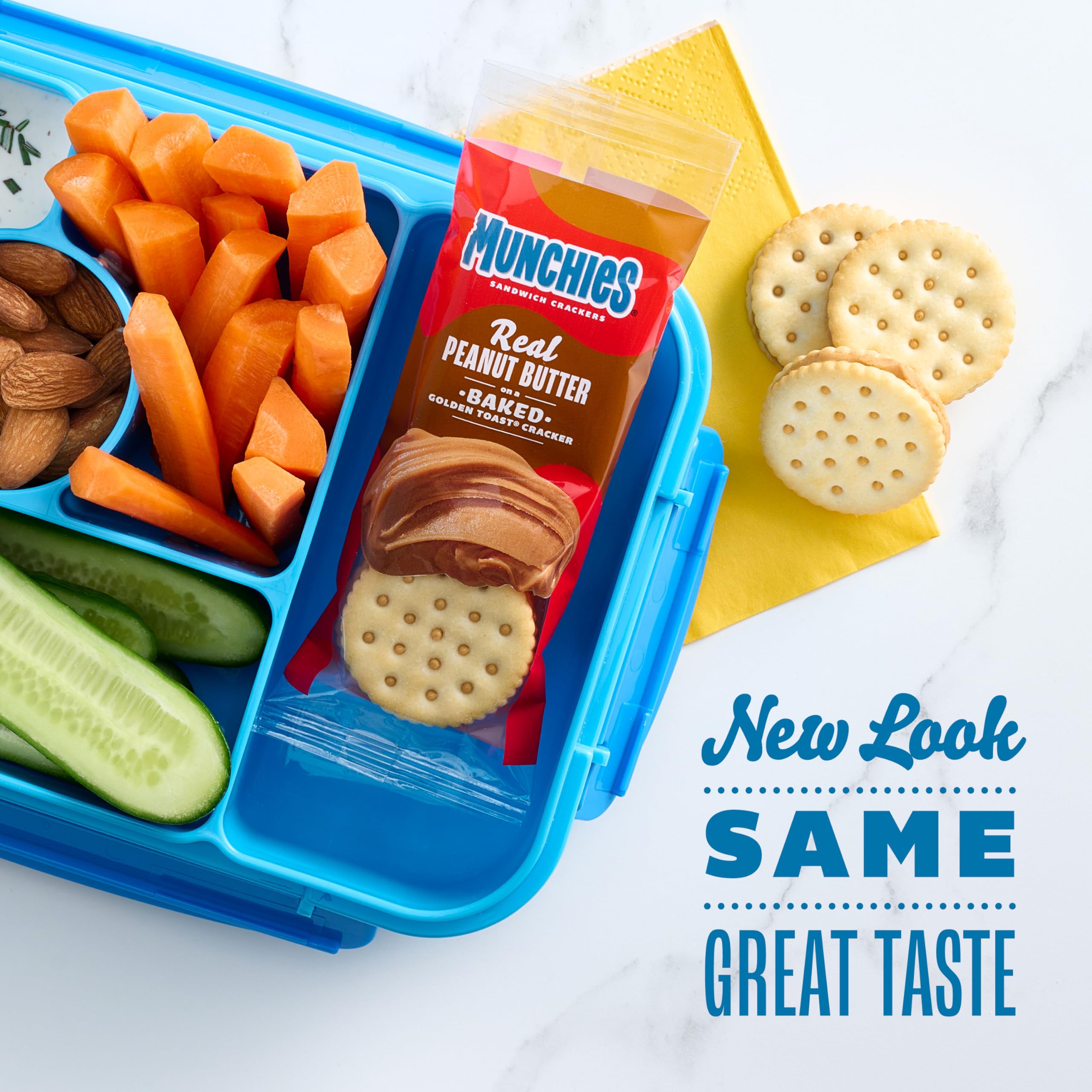 MUNCHIES Sandwich Crackers nutrition panel shot, 210 calories per pack