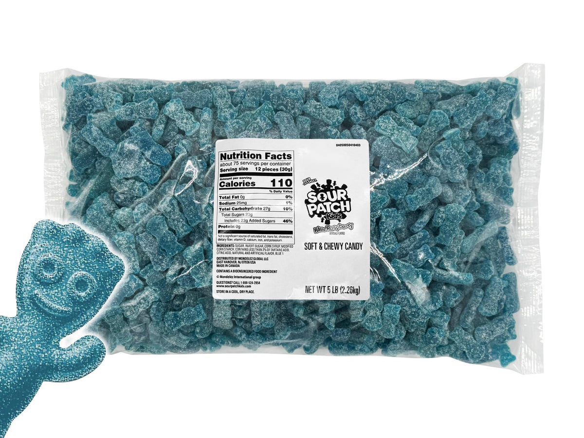 Munchique blue raspberry sour gummies bulk 5lb for parties and buffets.