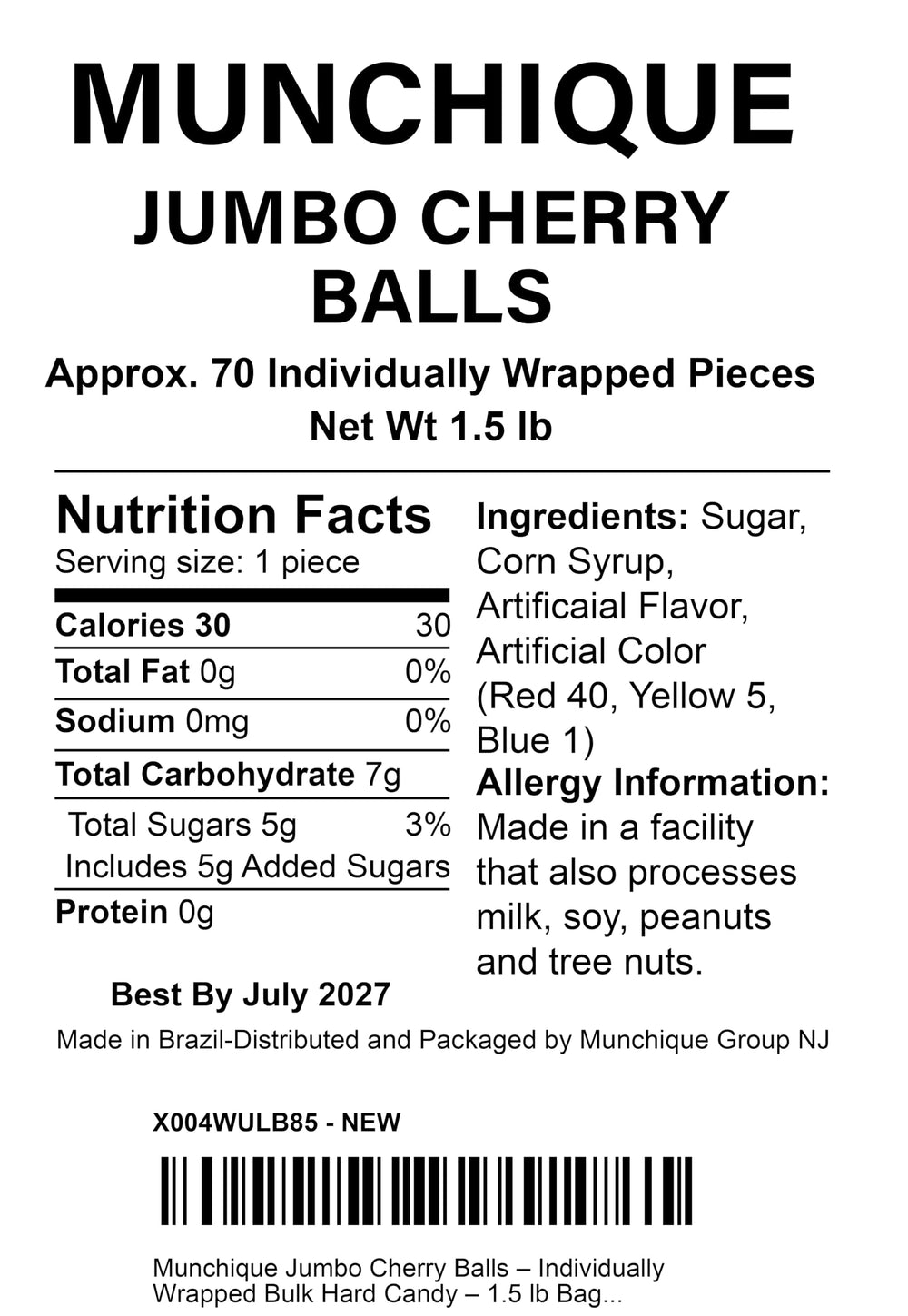 Munchique Cherry Balls swirl design, individually wrapped, keeps freshness for gifting occasions.