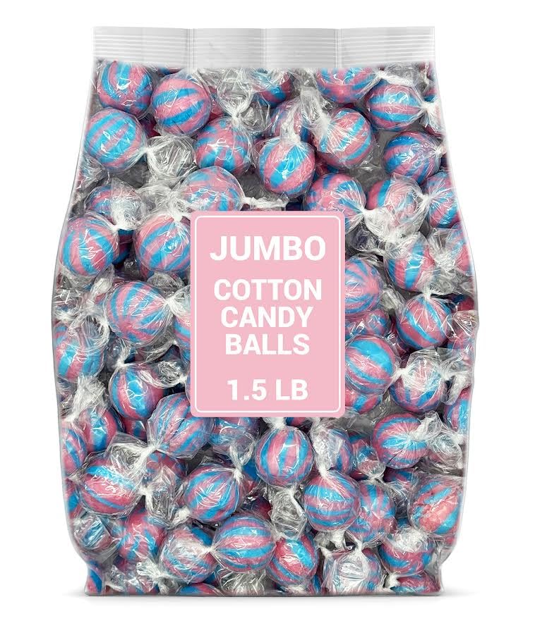 Munchique Jumbo Cotton Candy Balls in a bag for easy sharing at parties.