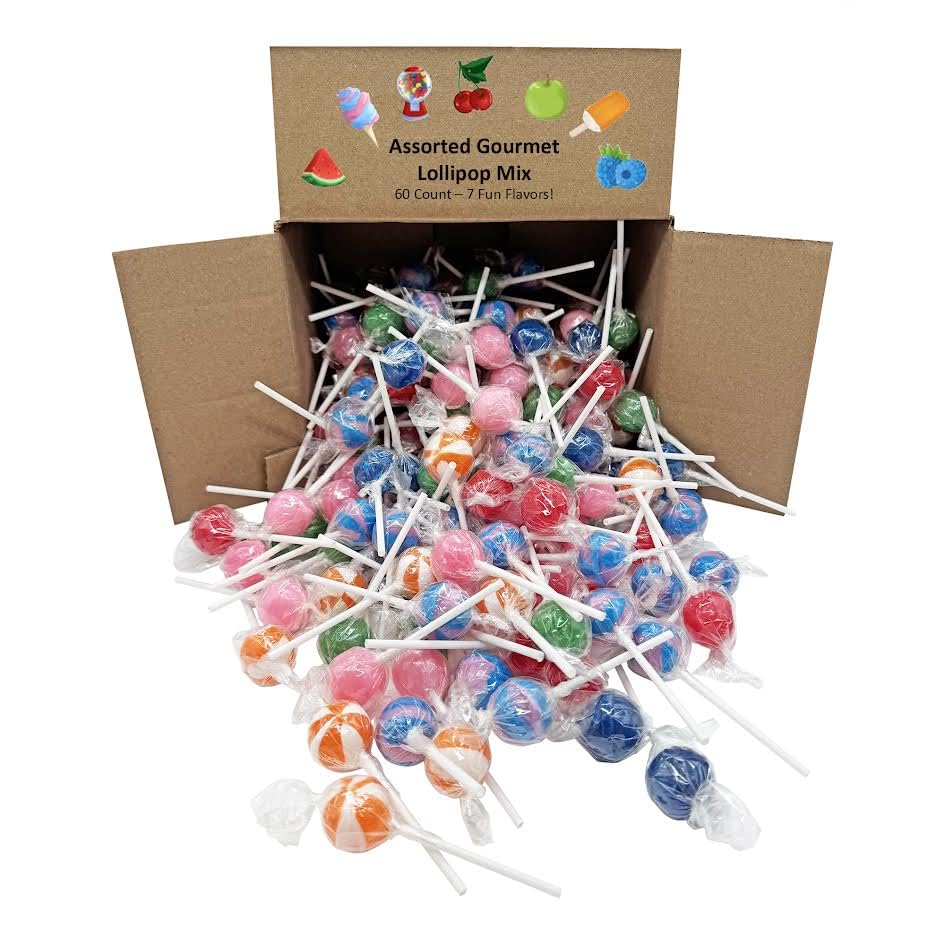 Munchique Mini Gourmet Lollipops cotton candy flavor, ideal for stocking stuffers and gift-giving.