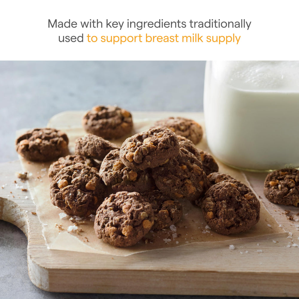 Close-up of Munchkin Milkmakers cookie bites with chocolate salted caramel, delicious on-the-go snack