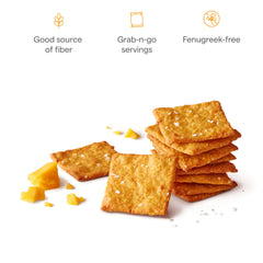 Munchkin Milkmakers Lactation Cheddar Crisps provide fiber and protein in a tasty bite.