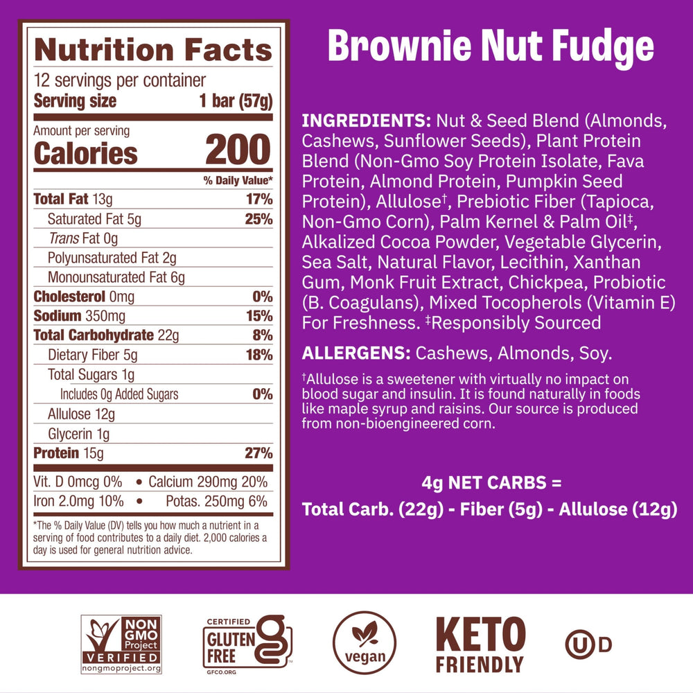 Munk Pack brownie nut fudge bar closeup highlighting texture and protein-rich bite
