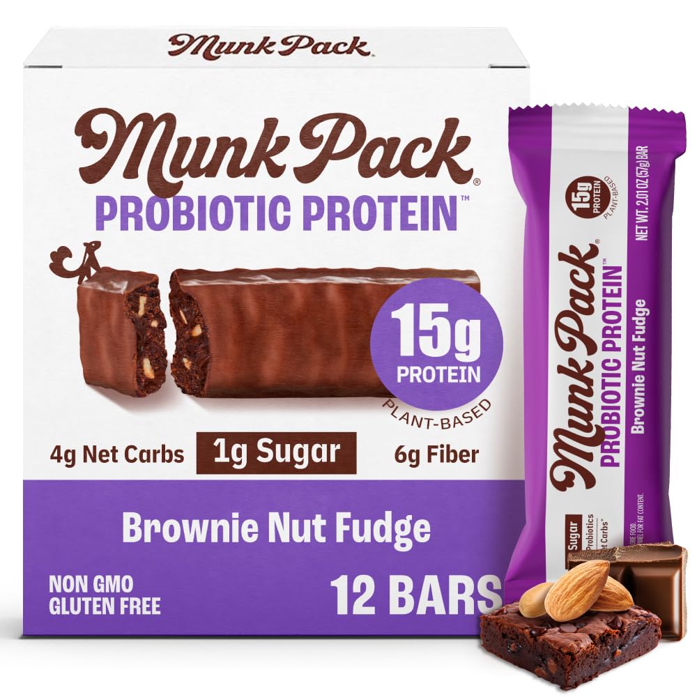 Munk Pack brownie nut fudge bar front packaging for vegan keto snacking on the go