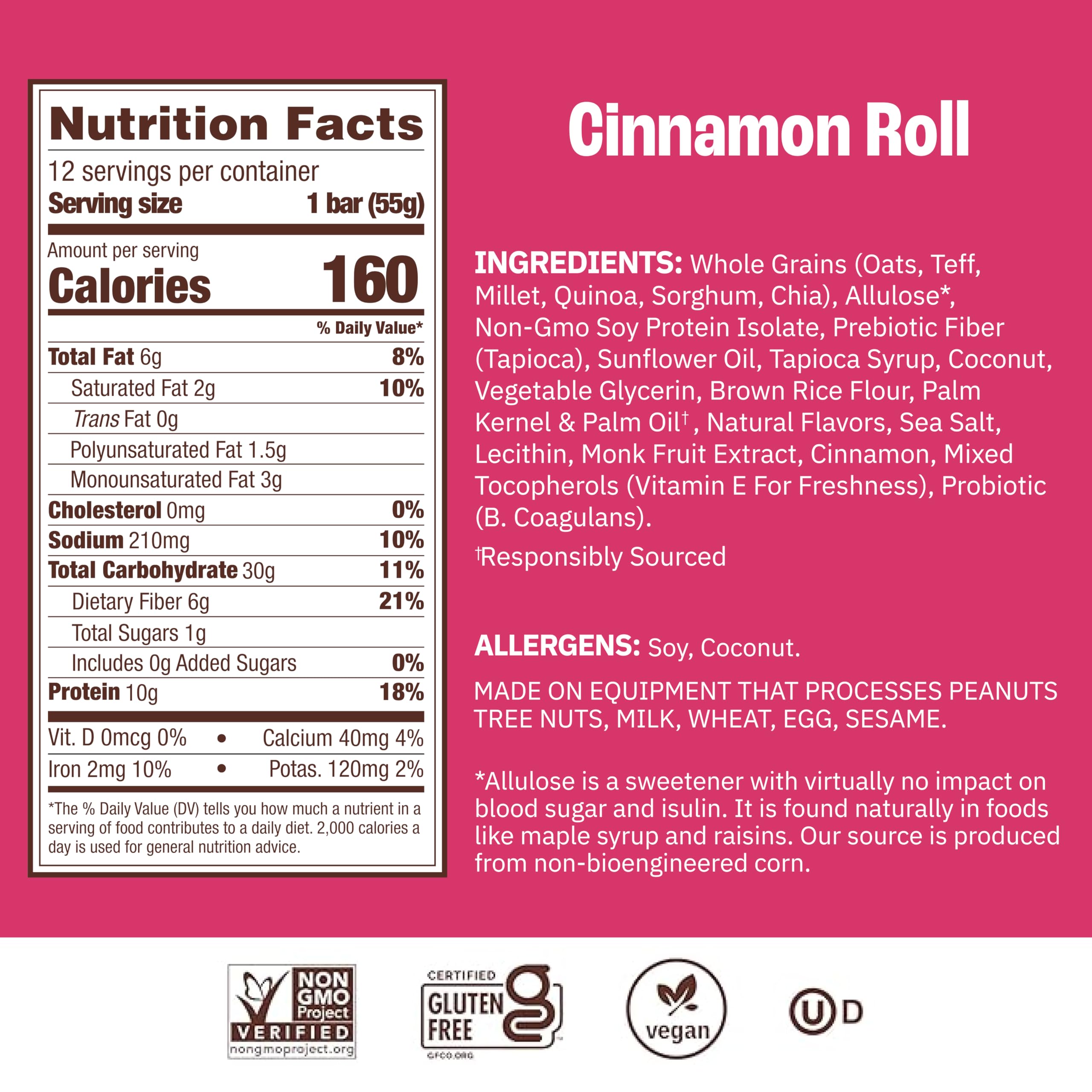 Munk Pack Cinnamon Roll Probiotic Bar texture closeup, soft chewy bite