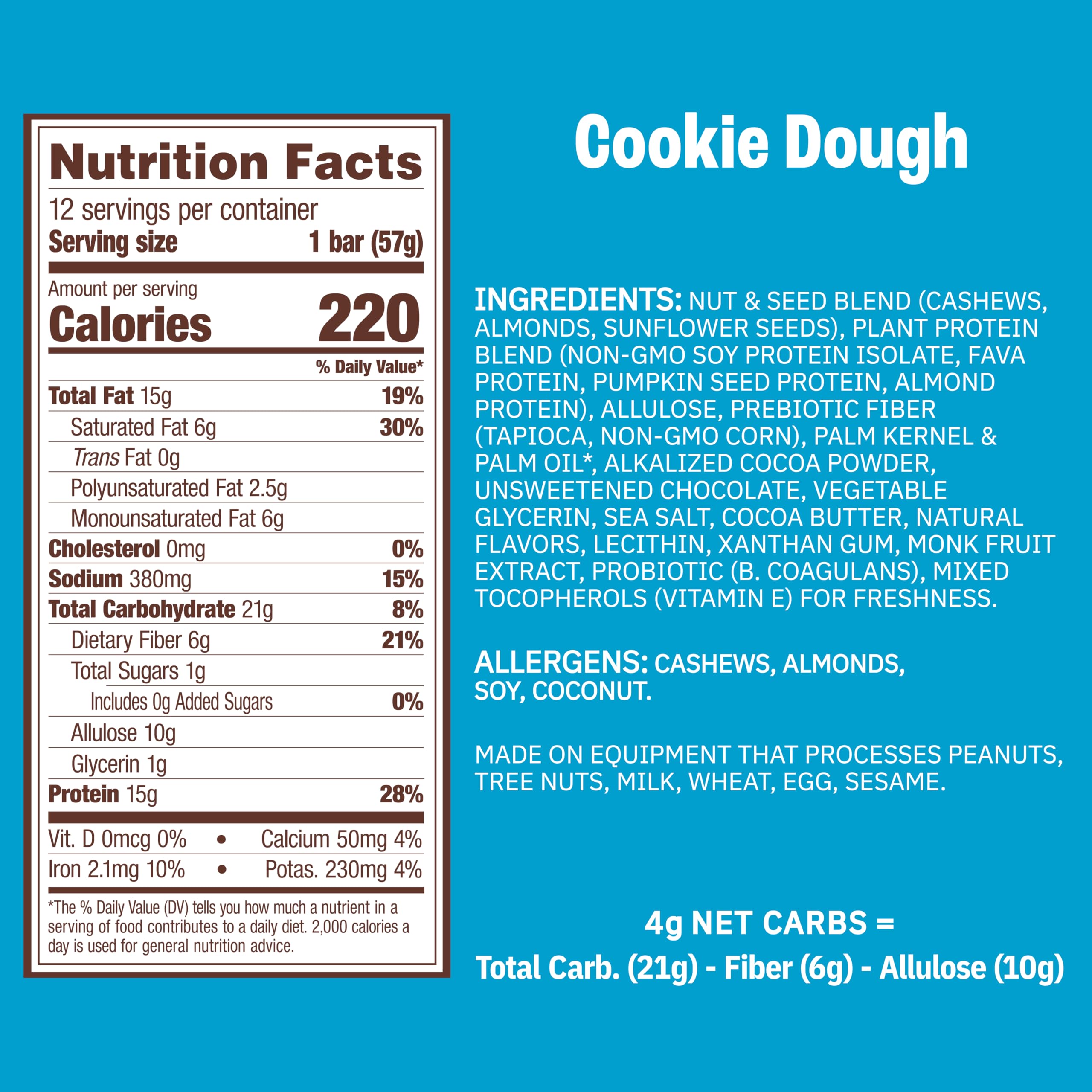 Munk Pack Cookie Dough Probiotic Bar texture close up highlights creamy bite and simplicity
