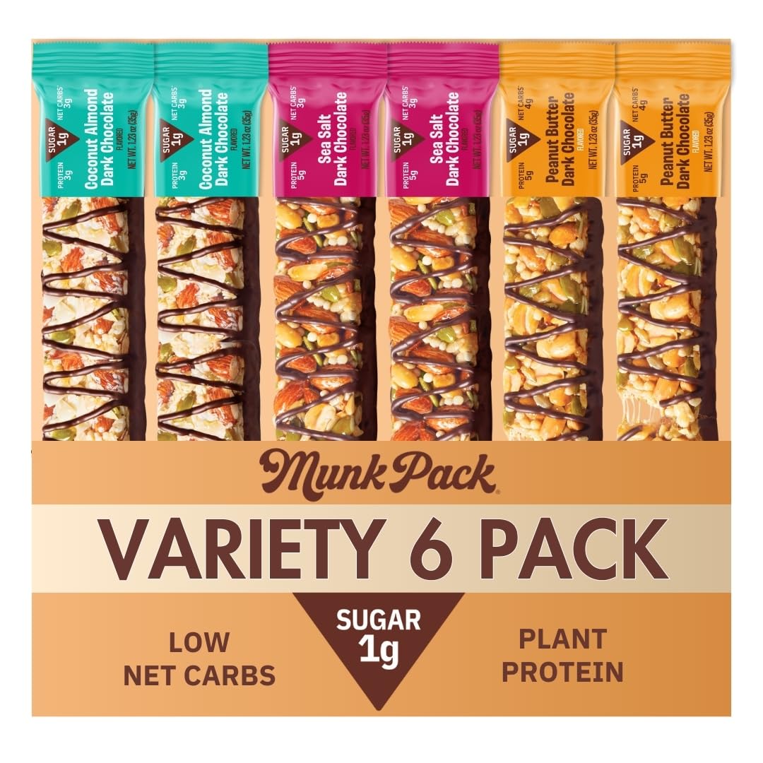 Munk Pack Nut and Seed Bars variety pack displayed as gluten-free snack for on-the-go