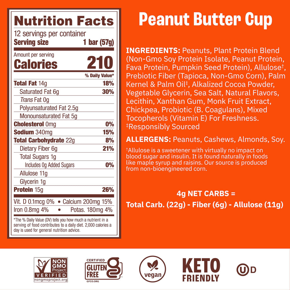 Munk Pack Peanut Butter Cup bar texture close-up highlighting plant protein