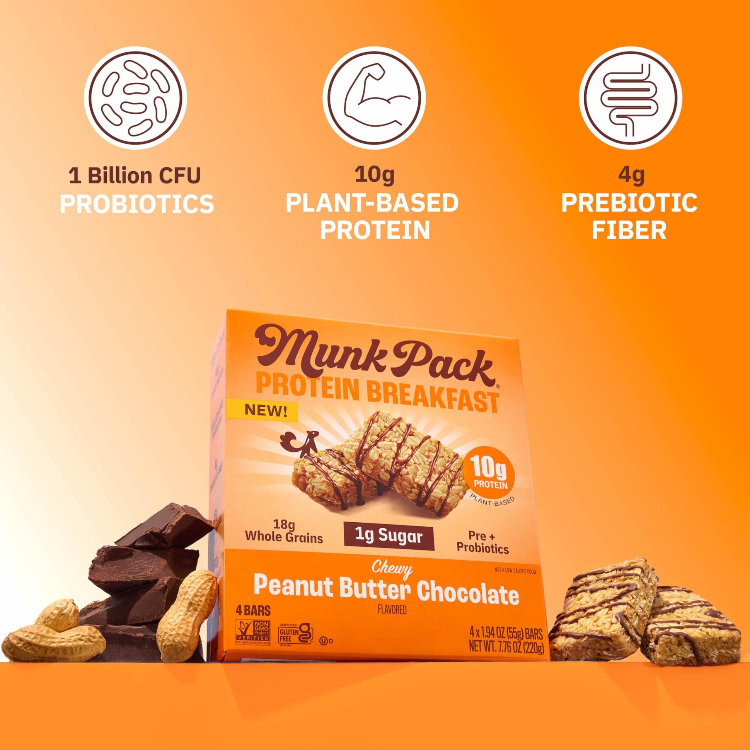 Munk Pack Peanut Butter Probiotic Bar enjoyed by kids at breakfast and snack time.