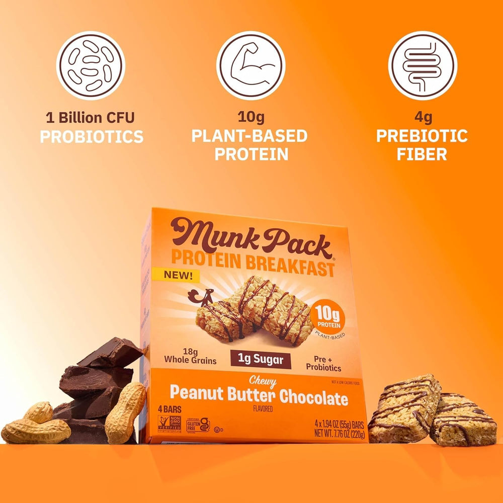 Munk Pack bar individually wrapped, gym bag friendly snack