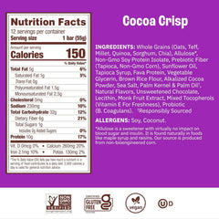 Packaging close-up highlighting gluten-free claim and fiber content.