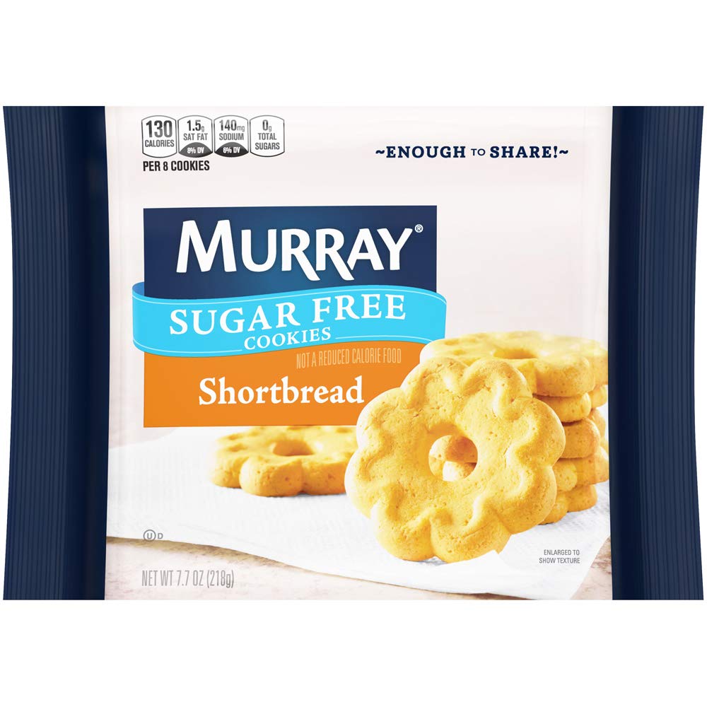 Murray Sugar Free Shortbread Cookies pack on a table, ideal for quick sugar-free snacking