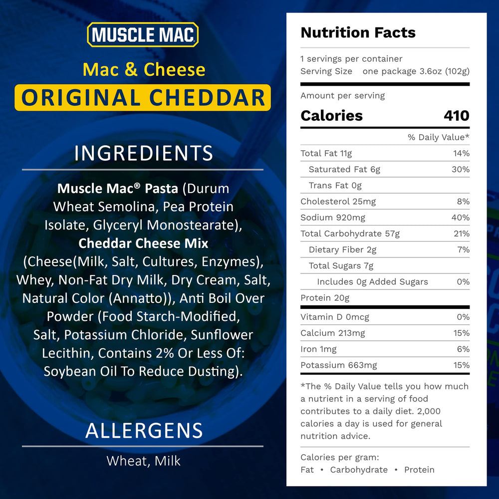 Muscle Mac ingredients label emphasizes no artificial colors or flavors