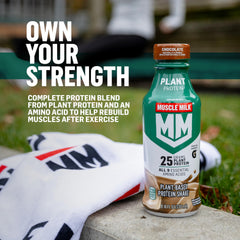 Muscle Milk Plant Based Protein Shake 12-pack display highlighting value and convenience.