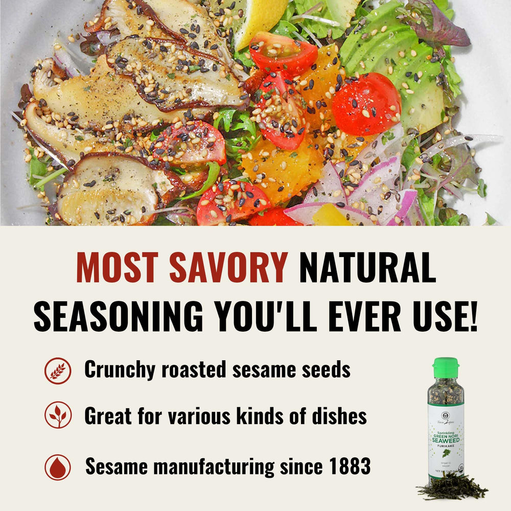 Muso From Japan furikake over salads enhances crunch and aroma.